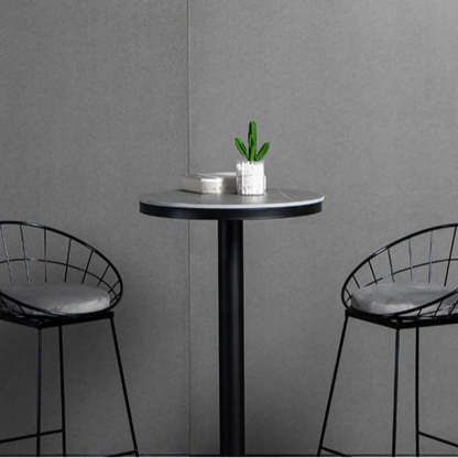 Gray Round Sintered Stone Small Bistro Bar Table