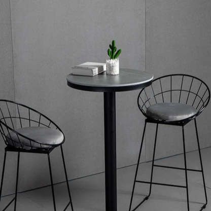 Gray Round Sintered Stone Small Bistro Bar Table