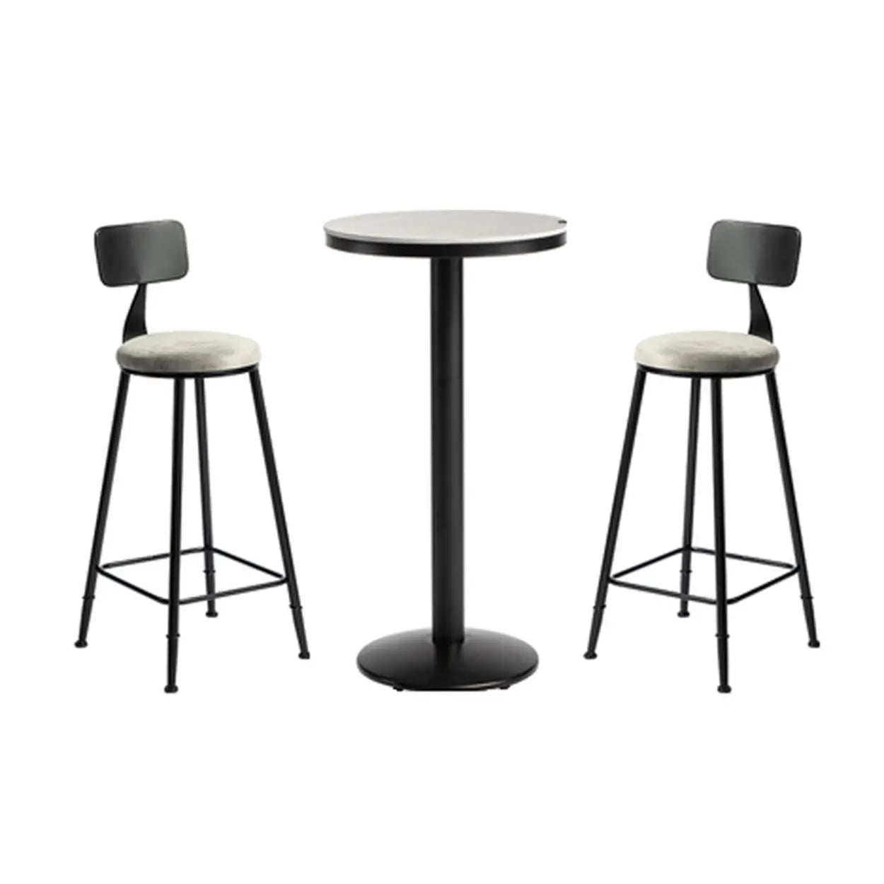 Gray Round Sintered Stone Small Bistro Bar Table