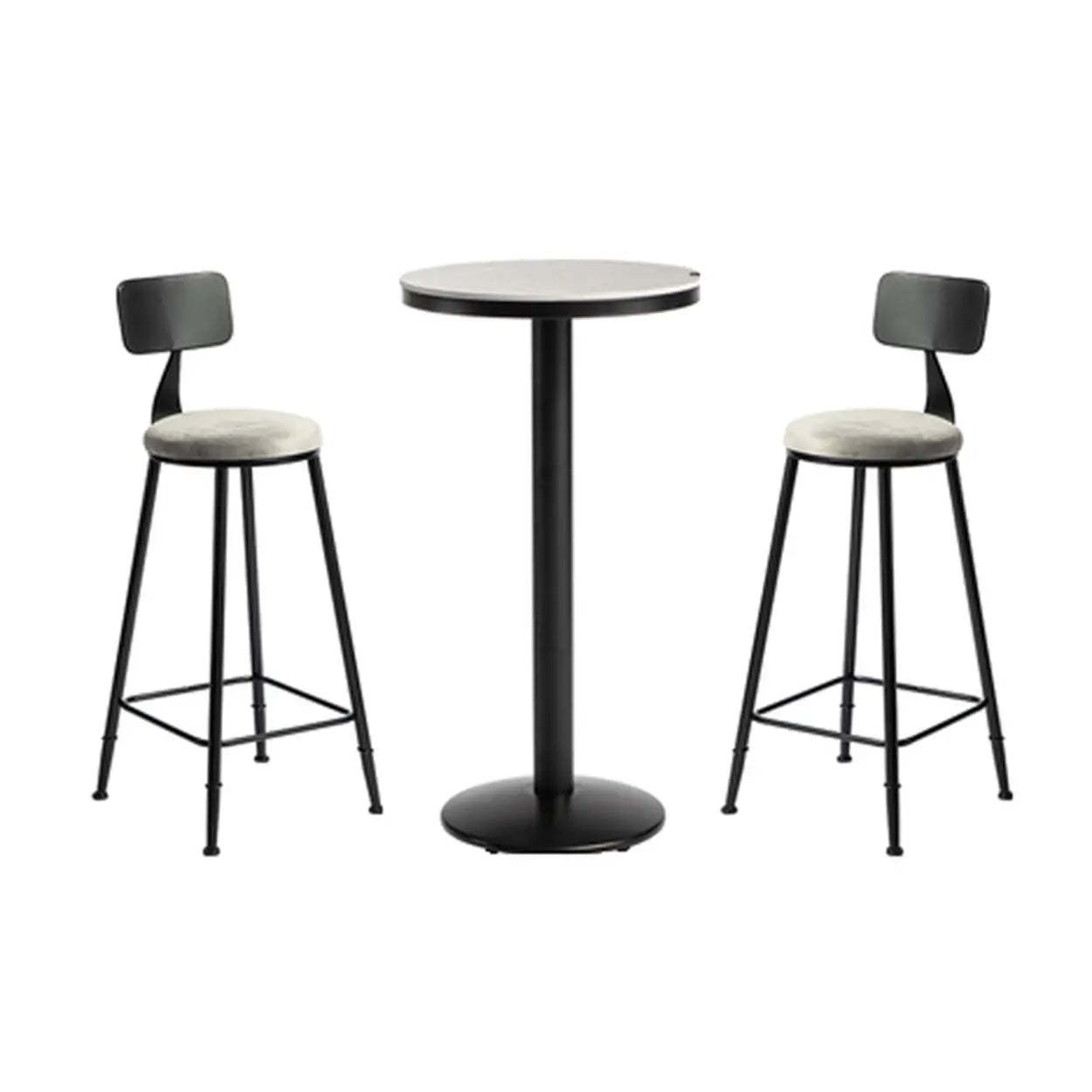Gray Round Sintered Stone Small Bistro Bar Table