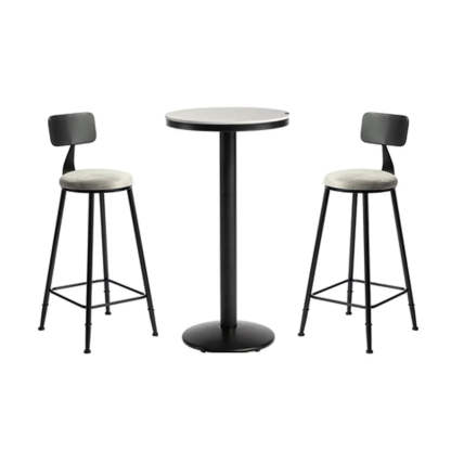 Gray Round Sintered Stone Small Bistro Bar Table