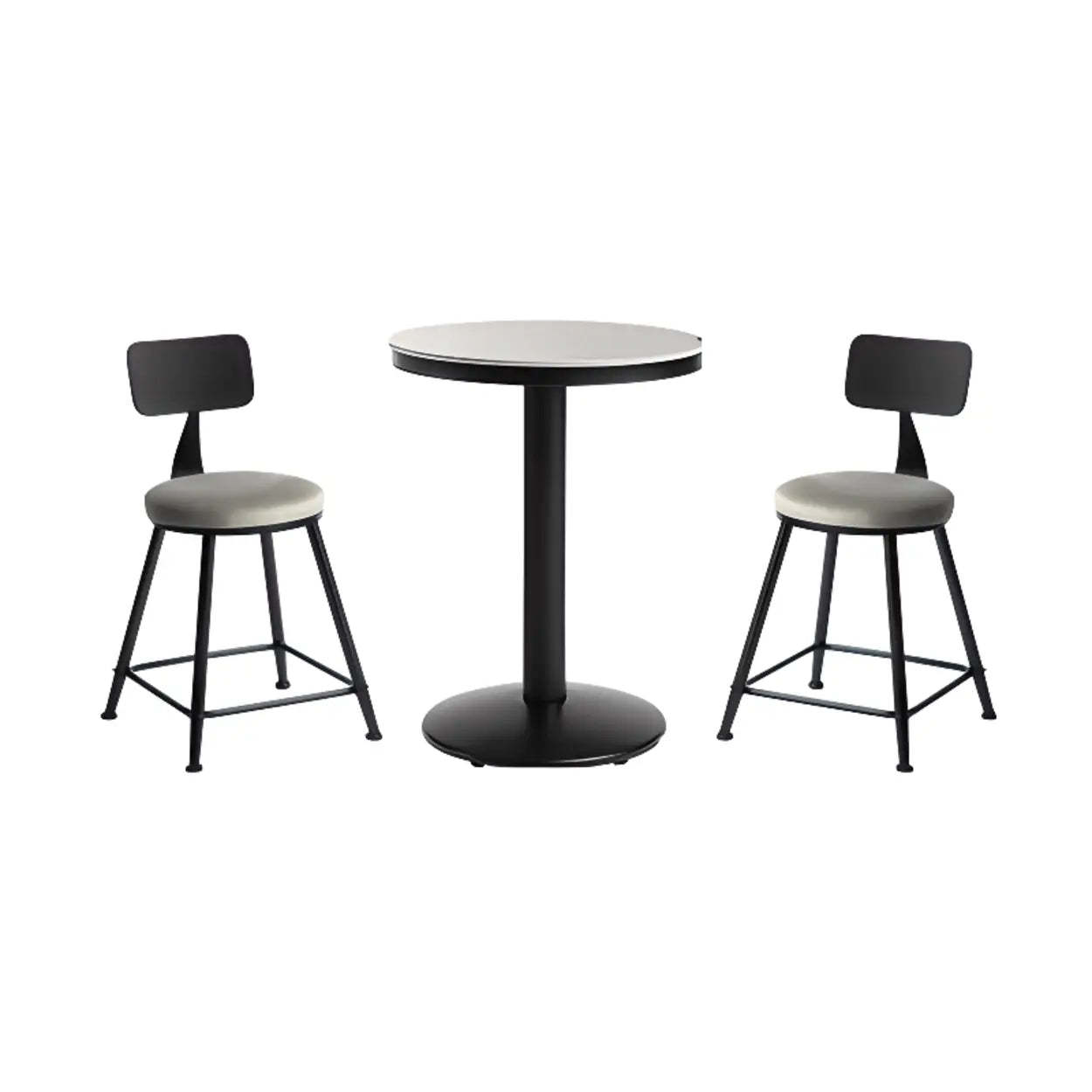 Gray Round Sintered Stone Small Bistro Bar Table