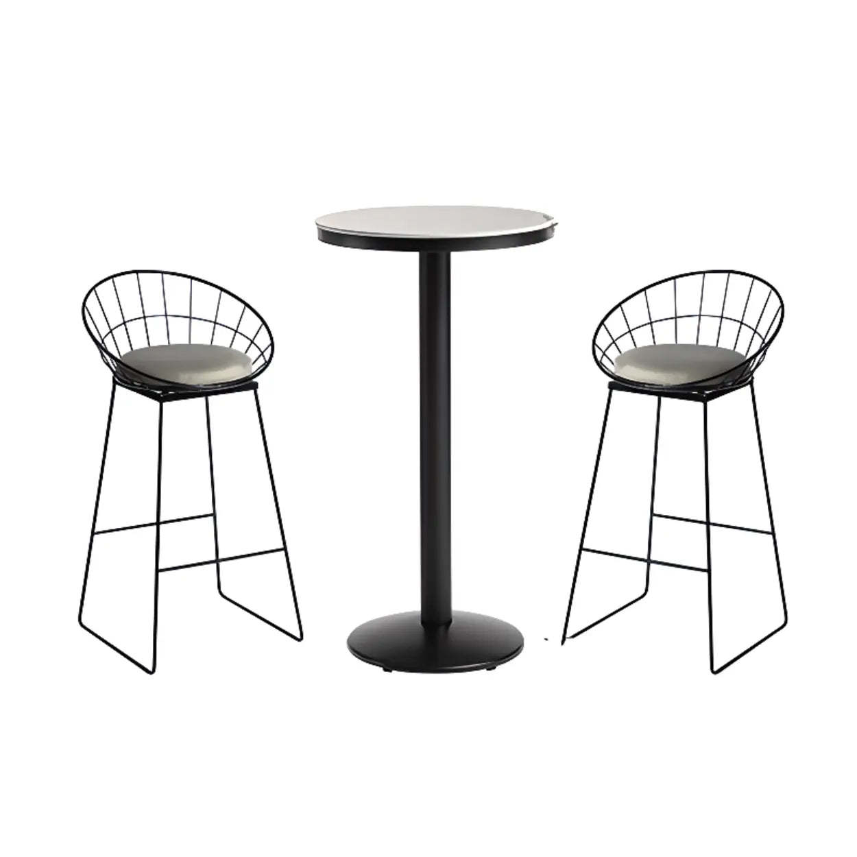 Gray Round Sintered Stone Small Bistro Bar Table