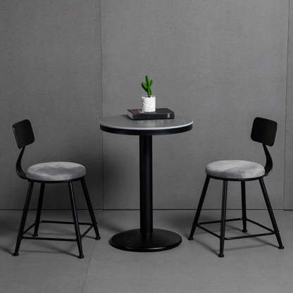 Gray Round Sintered Stone Small Bistro Bar Table