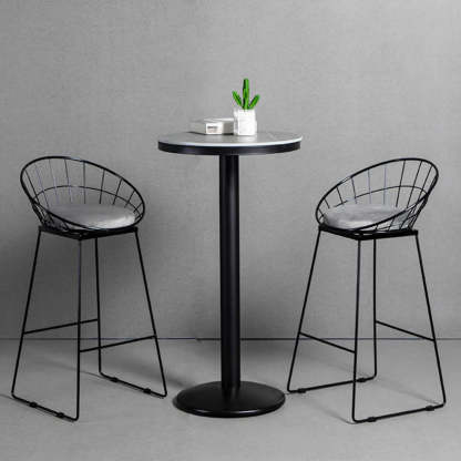 Gray Round Sintered Stone Small Bistro Bar Table