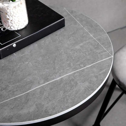 Gray Round Sintered Stone Small Bistro Bar Table