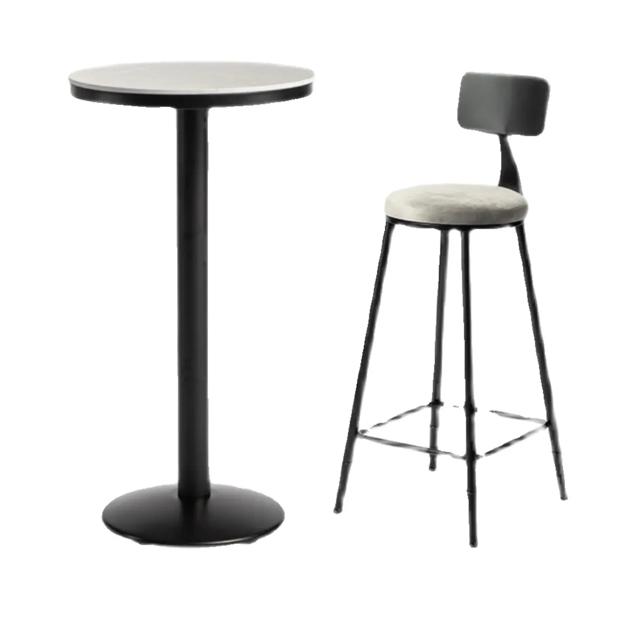 Gray Round Sintered Stone Small Bistro Bar Table