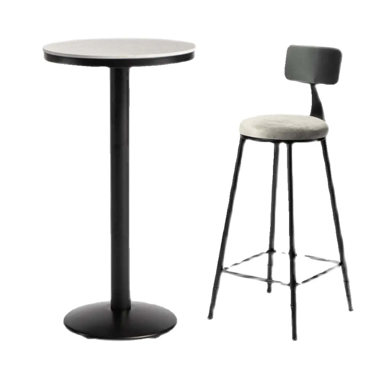 Gray Round Sintered Stone Small Bistro Bar Table
