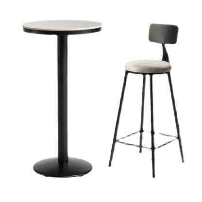 Gray Round Sintered Stone Small Bistro Bar Table