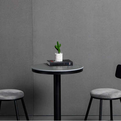 Gray Round Sintered Stone Small Bistro Bar Table