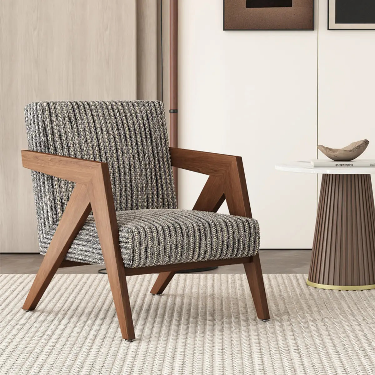Gray Tight Back Square Arm Accent Chair