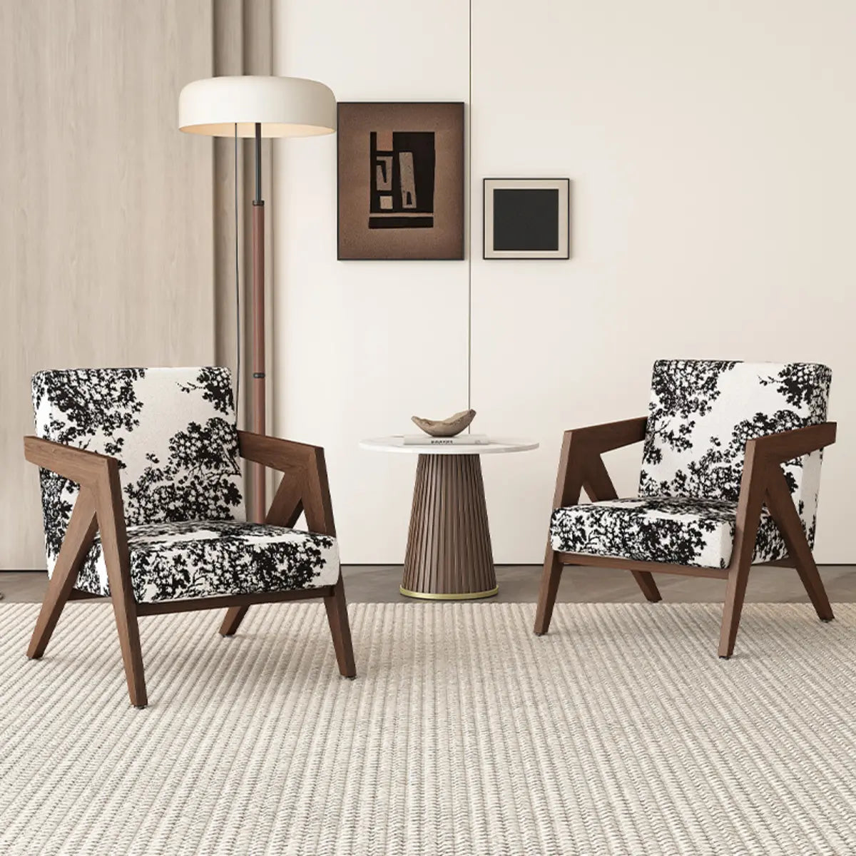 Gray Tight Back Square Arm Accent Chair — Grey / Cotton and Linen