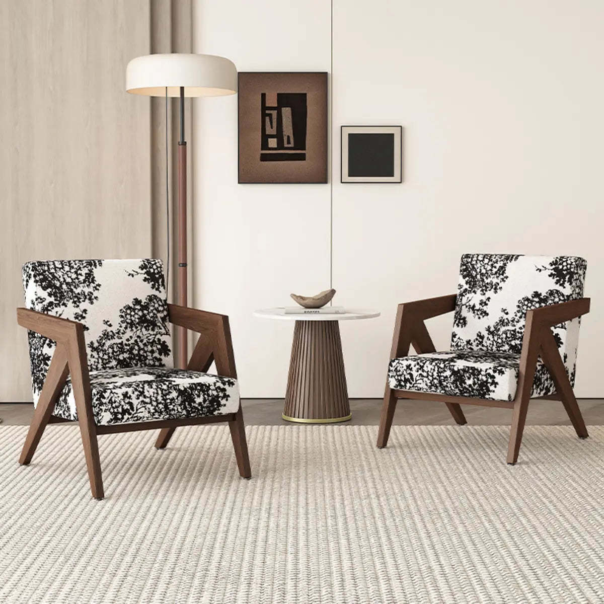 Gray Tight Back Square Arm Accent Chair — Grey / Cotton and Linen