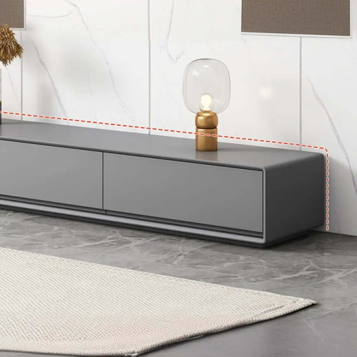 Gray Enclosed Rectangle TV Stand with Drawers