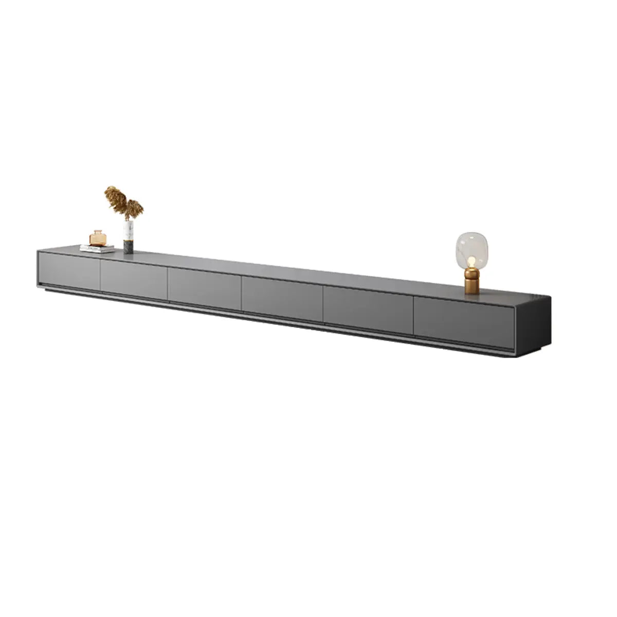 Gray Enclosed Rectangle TV Stand with Drawers