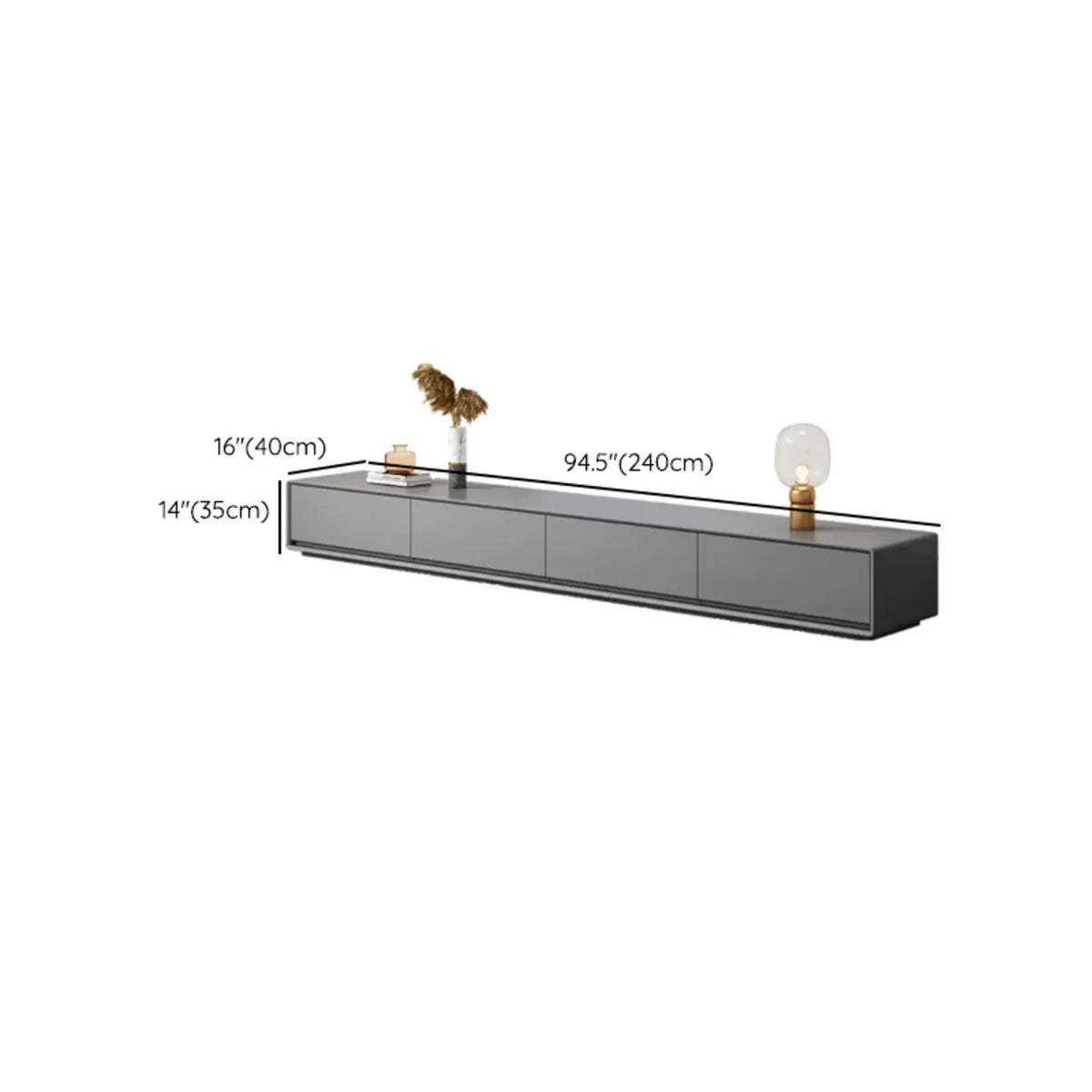 Gray Enclosed Rectangle TV Stand with Drawers
