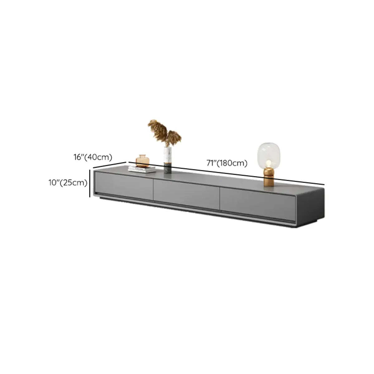 Gray Enclosed Rectangle TV Stand with Drawers