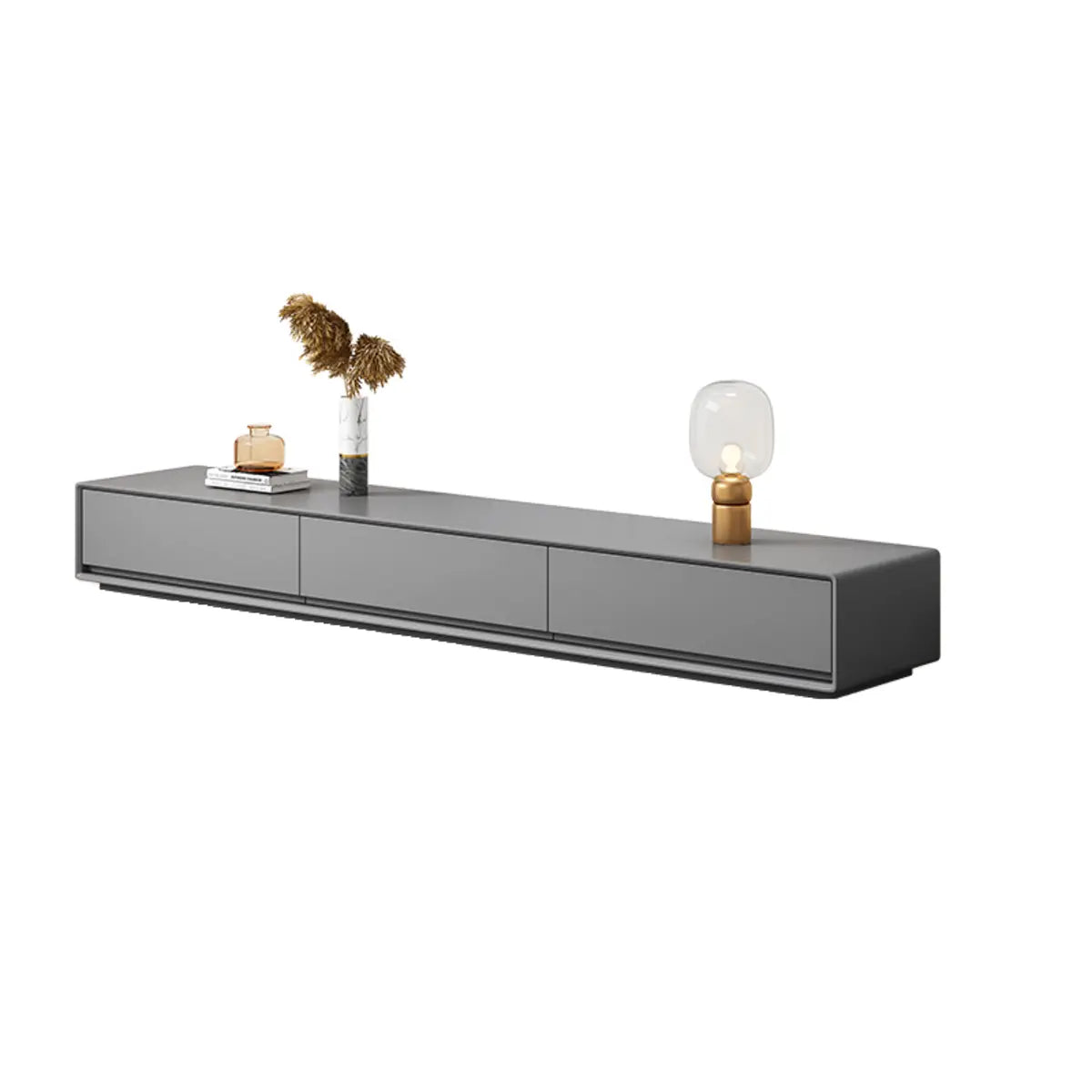 Gray Enclosed Rectangle TV Stand with Drawers
