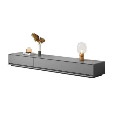 Gray Enclosed Rectangle TV Stand with Drawers