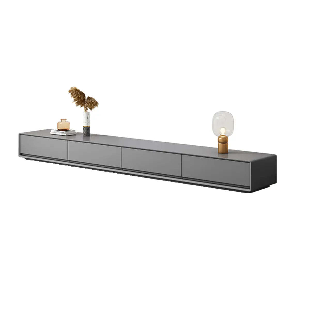 Gray Enclosed Rectangle TV Stand with Drawers