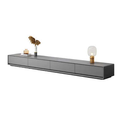 Gray Enclosed Rectangle TV Stand with Drawers