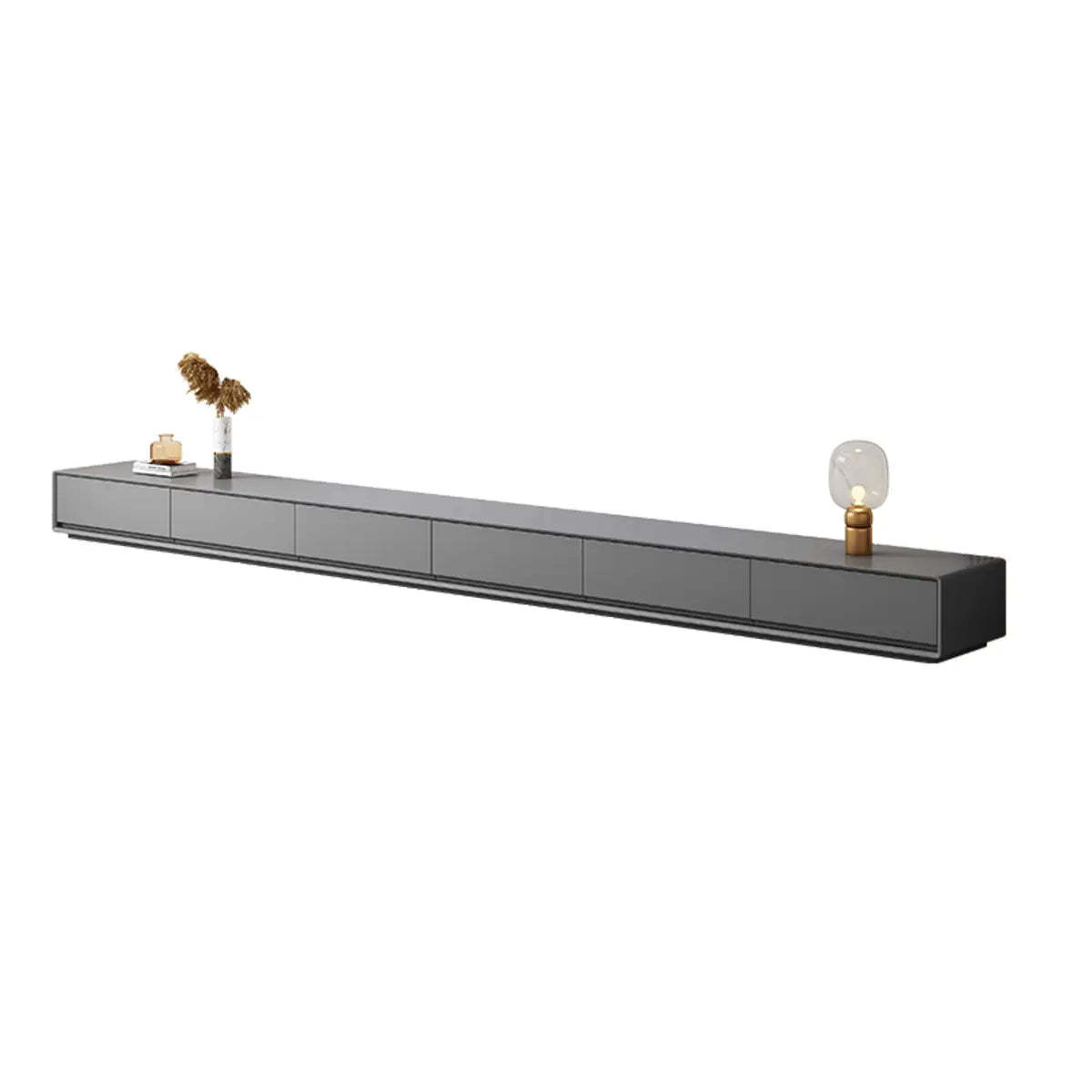Gray Enclosed Rectangle TV Stand with Drawers