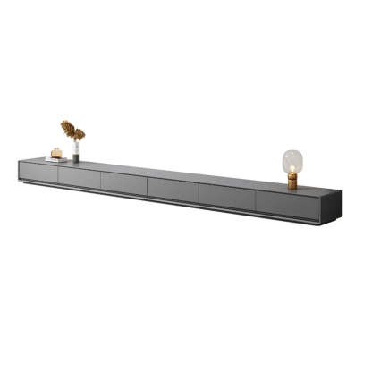 Gray Enclosed Rectangle TV Stand with Drawers