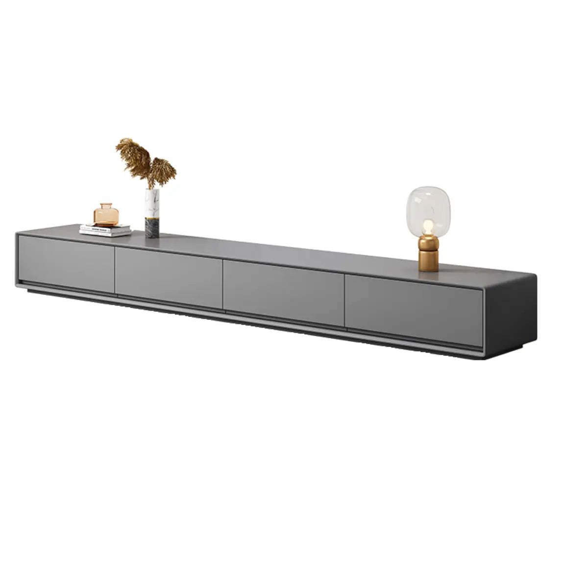 Gray Enclosed Rectangle TV Stand with Drawers