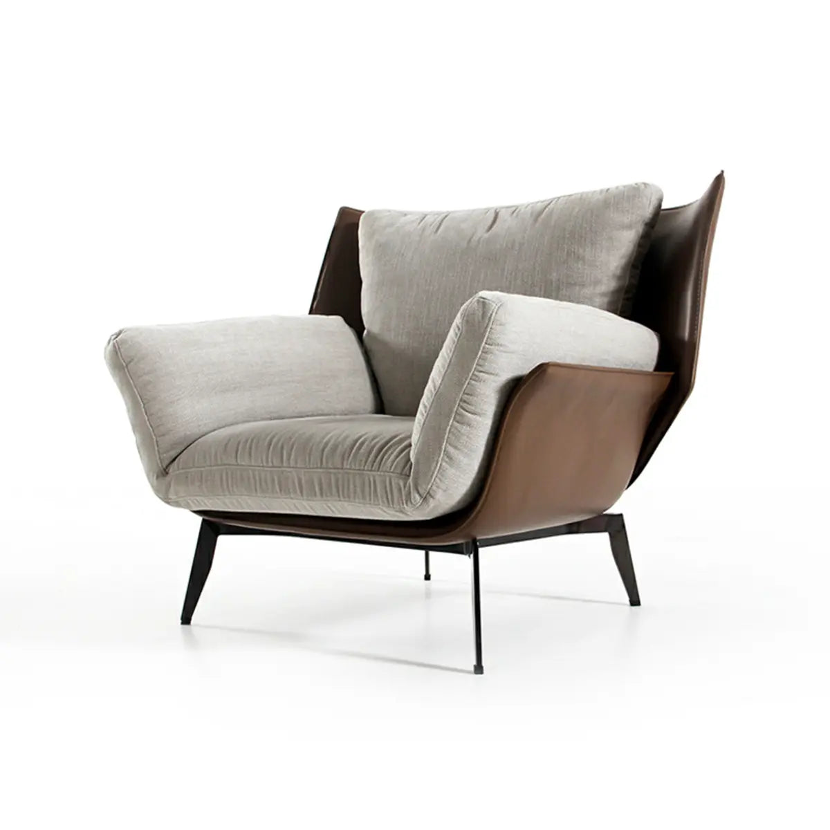 Gray Flared-Arm Removable Cushion Armchair
