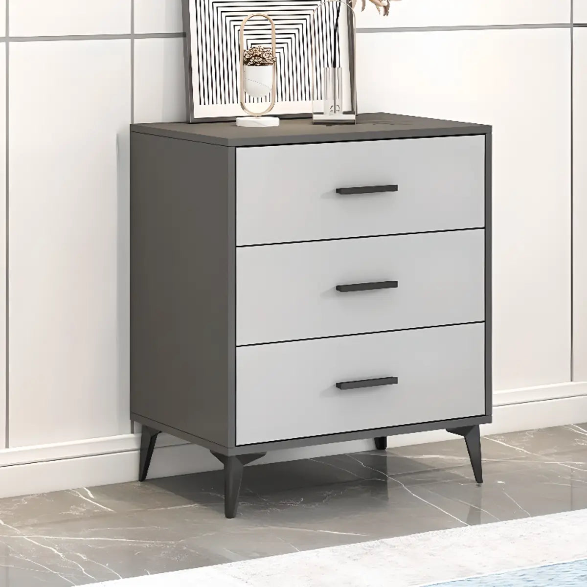 Gray Wood Horizontal Multi-Tier Dresser