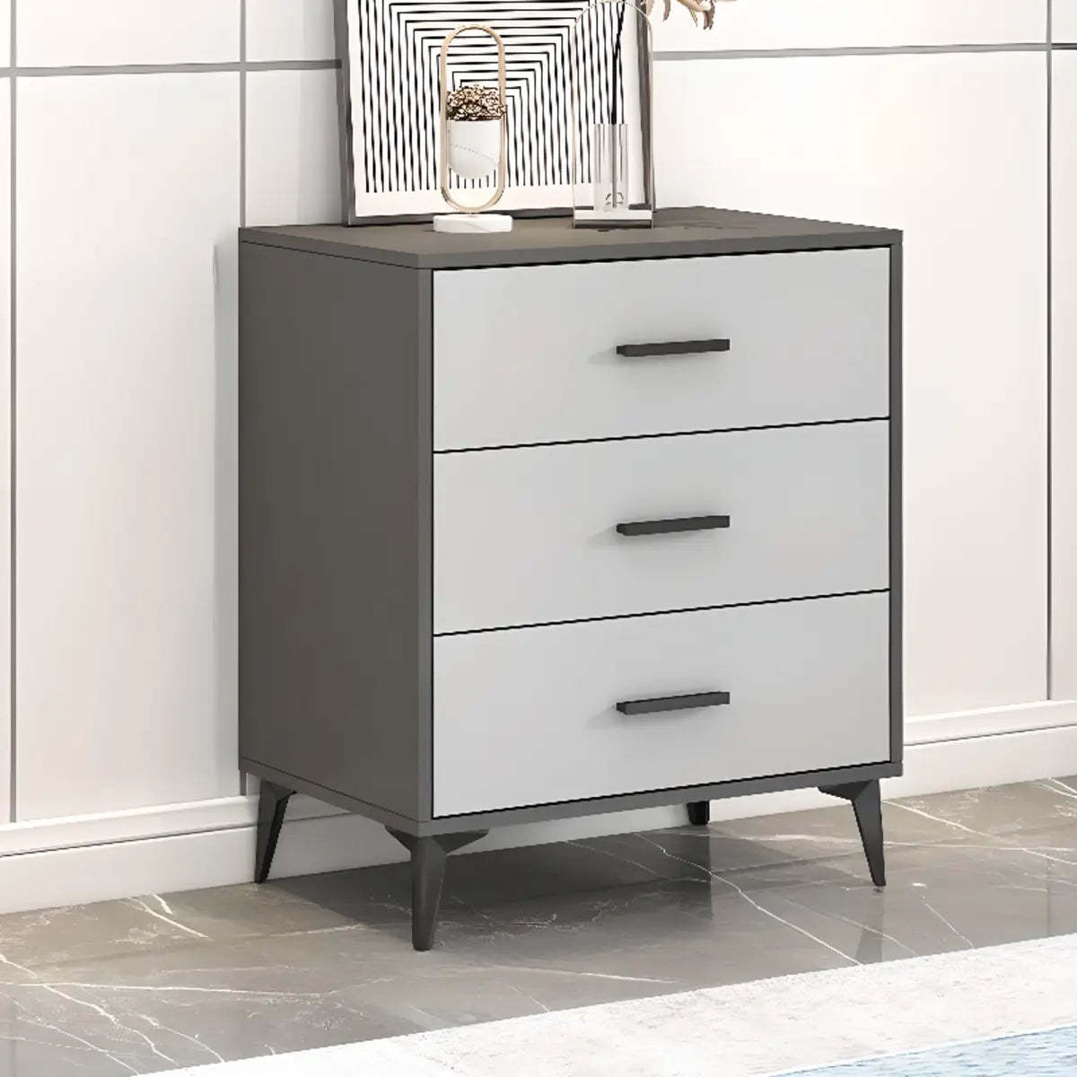 Gray Wood Horizontal Multi-Tier Dresser