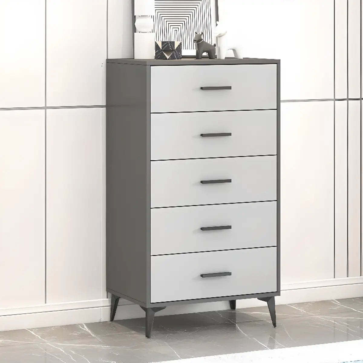 Gray Wood Horizontal Multi-Tier Dresser