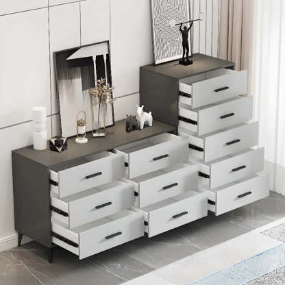 Gray Wood Horizontal Multi-Tier Dresser