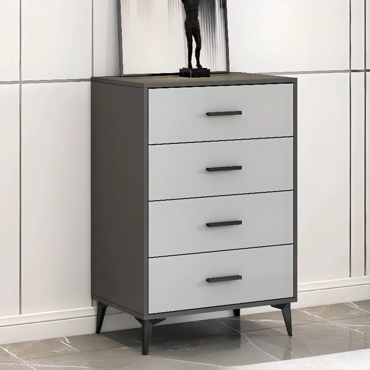 Gray Wood Horizontal Multi-Tier Dresser