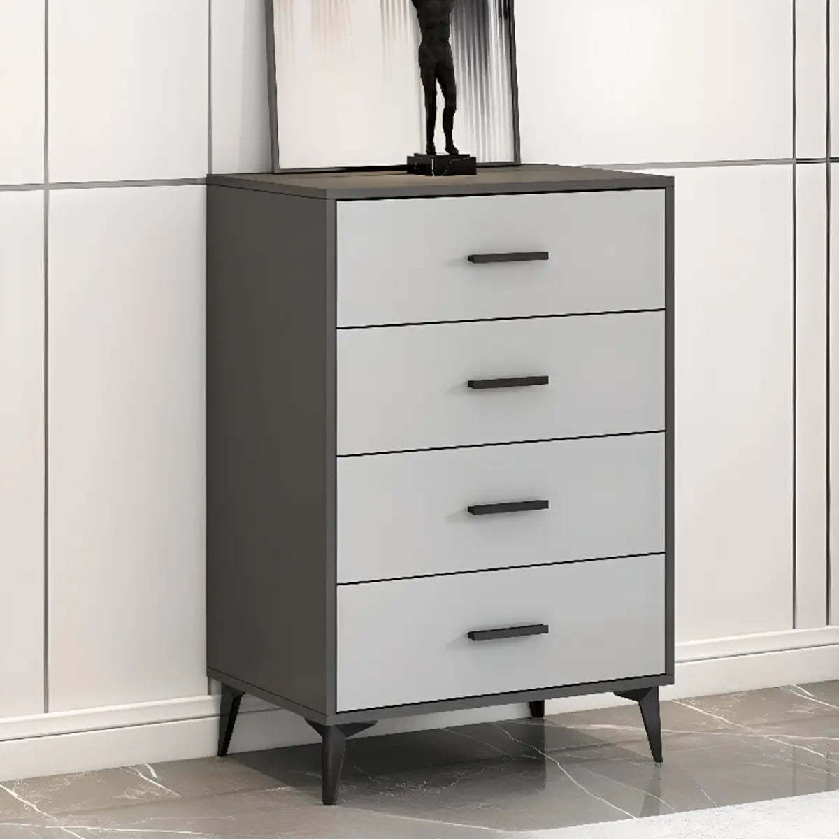 Gray Wood Horizontal Multi-Tier Dresser