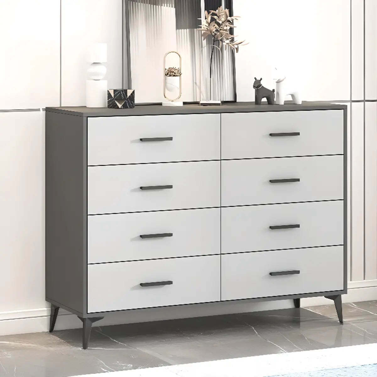 Gray Wood Horizontal Multi-Tier Dresser