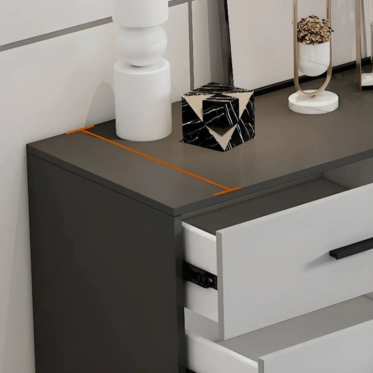 Gray Wood Horizontal Multi-Tier Dresser