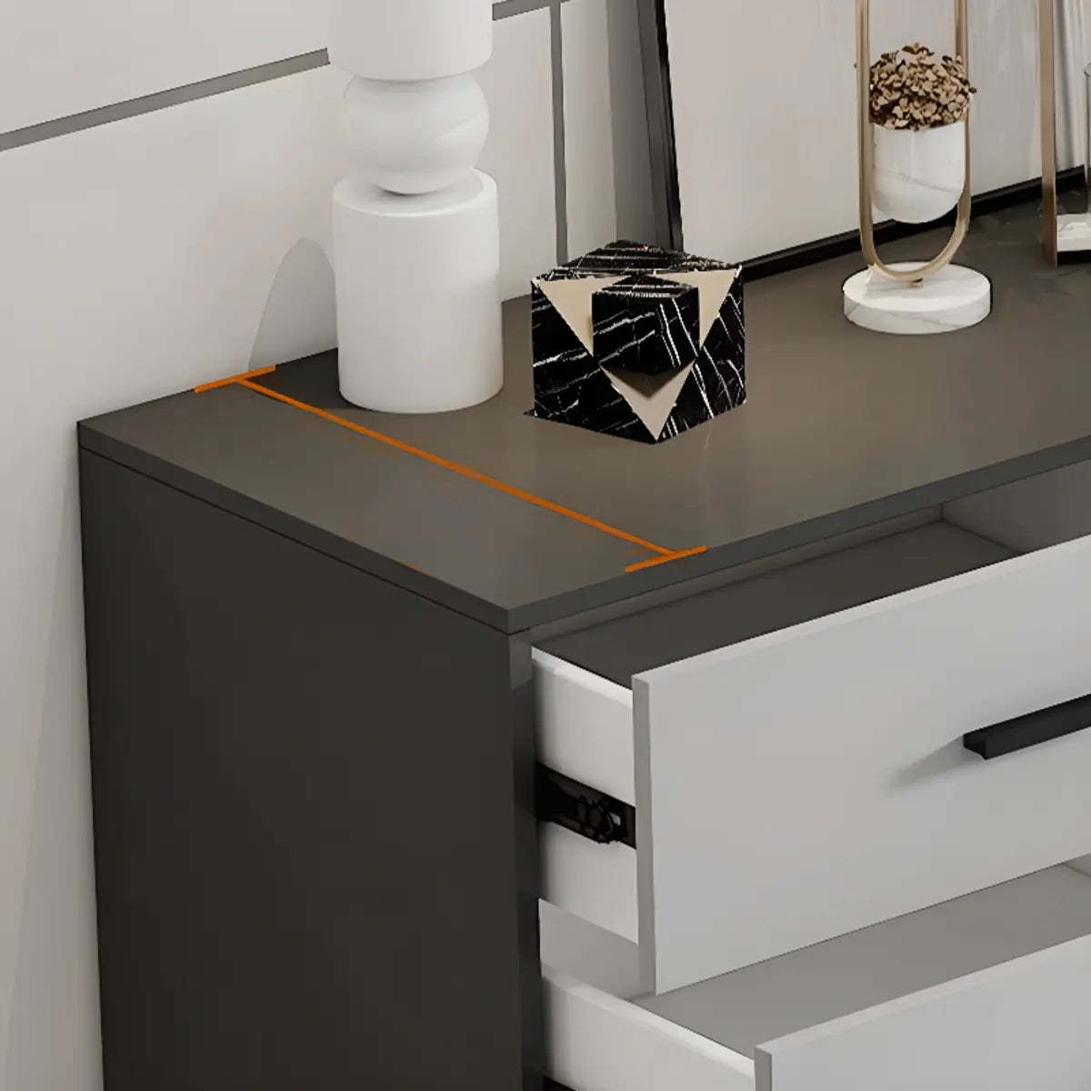 Gray Wood Horizontal Multi-Tier Dresser