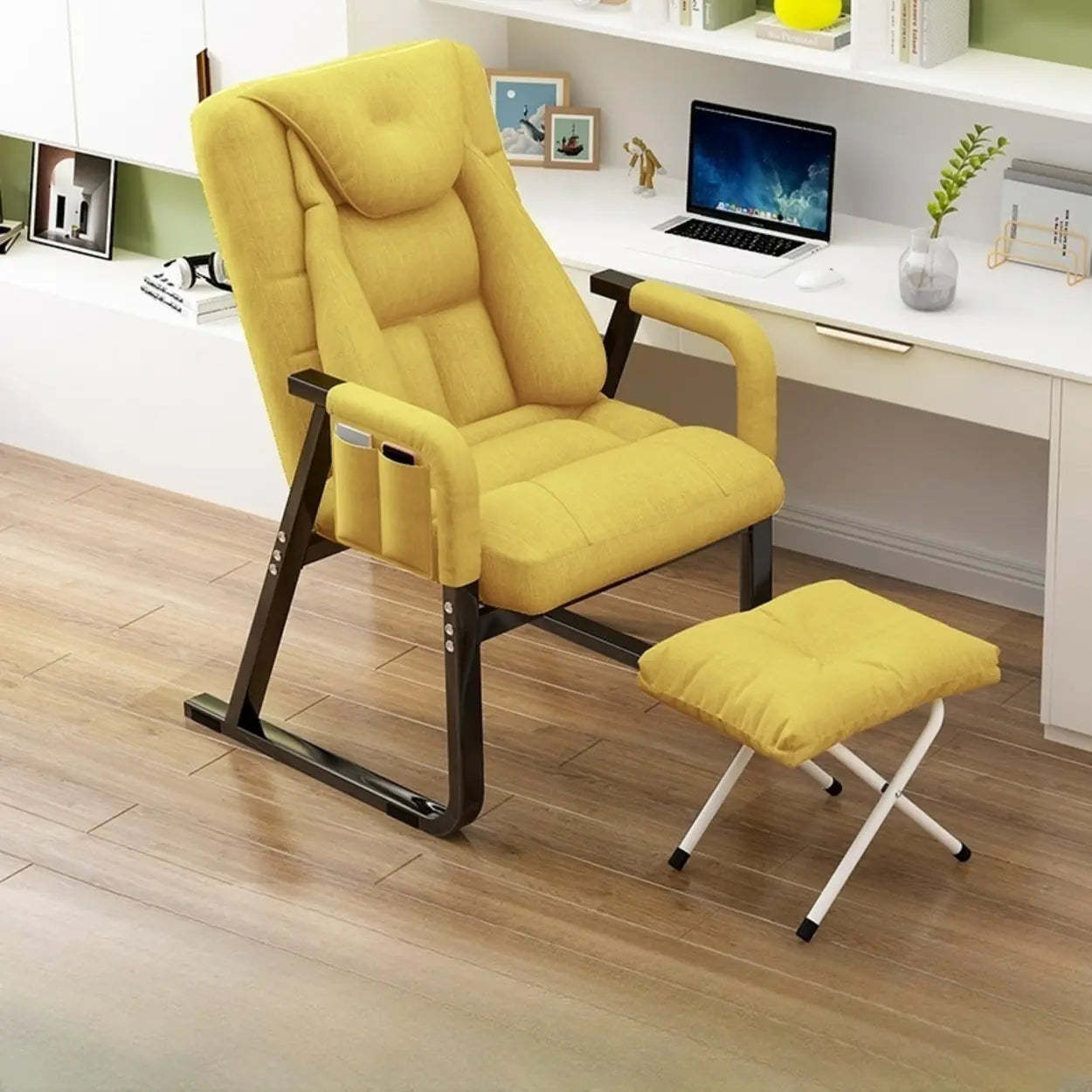 Gray Metal-Frame Modern Reclining Fabric Office Chair