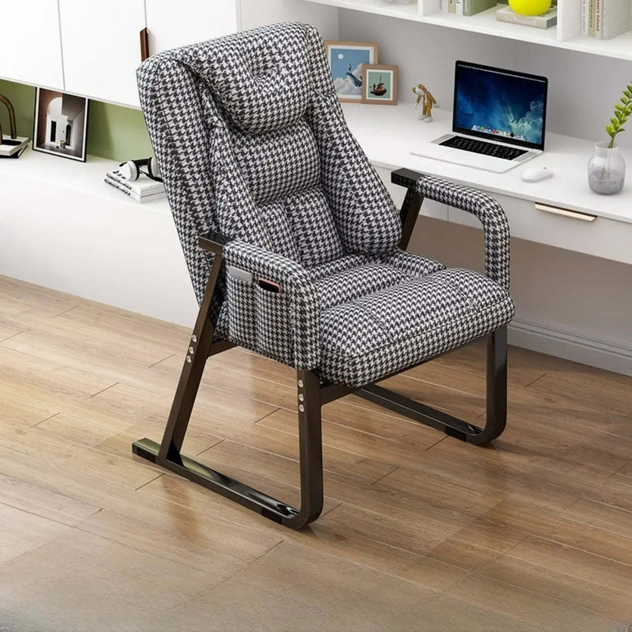 Gray Metal-Frame Modern Reclining Fabric Office Chair