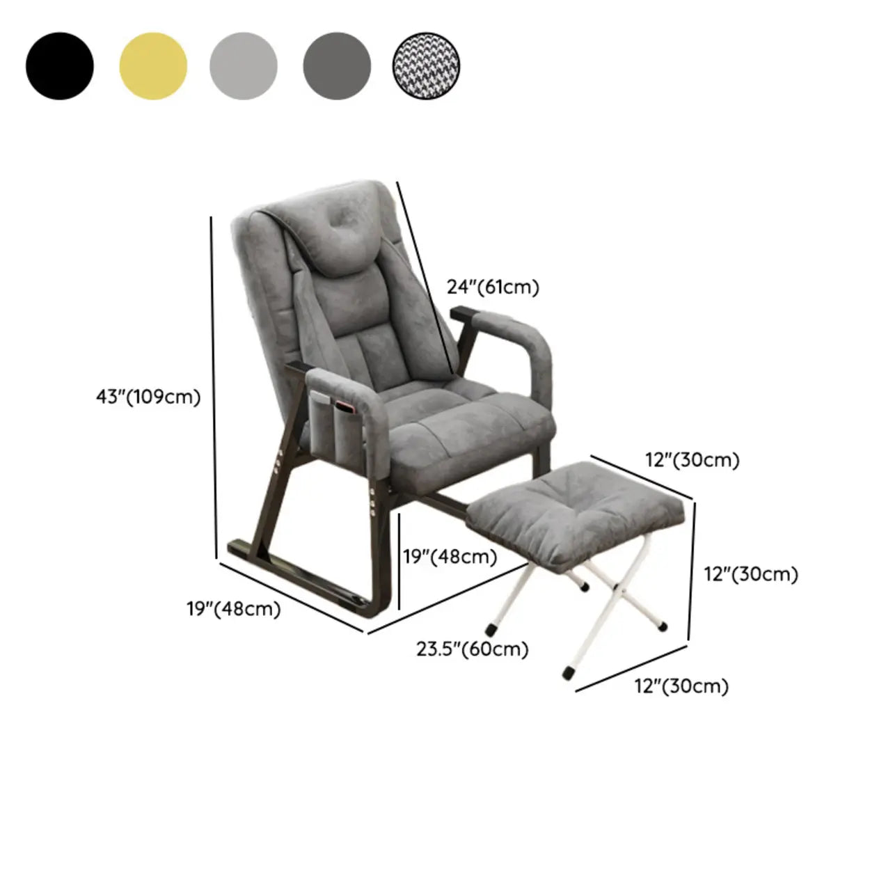 Gray Metal-Frame Modern Reclining Fabric Office Chair
