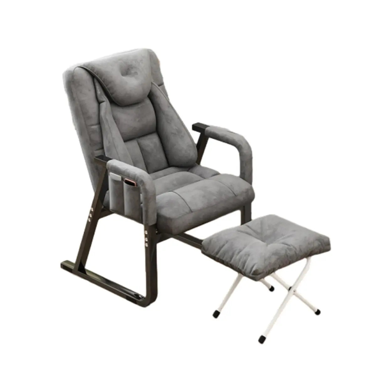 Gray Metal-Frame Modern Reclining Fabric Office Chair — Light Gray / Without Footrest
