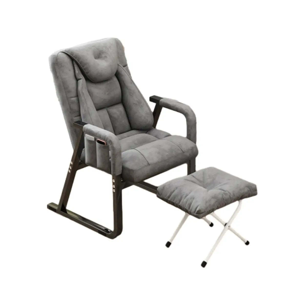 Gray Metal-Frame Modern Reclining Fabric Office Chair — Light Gray / Without Footrest