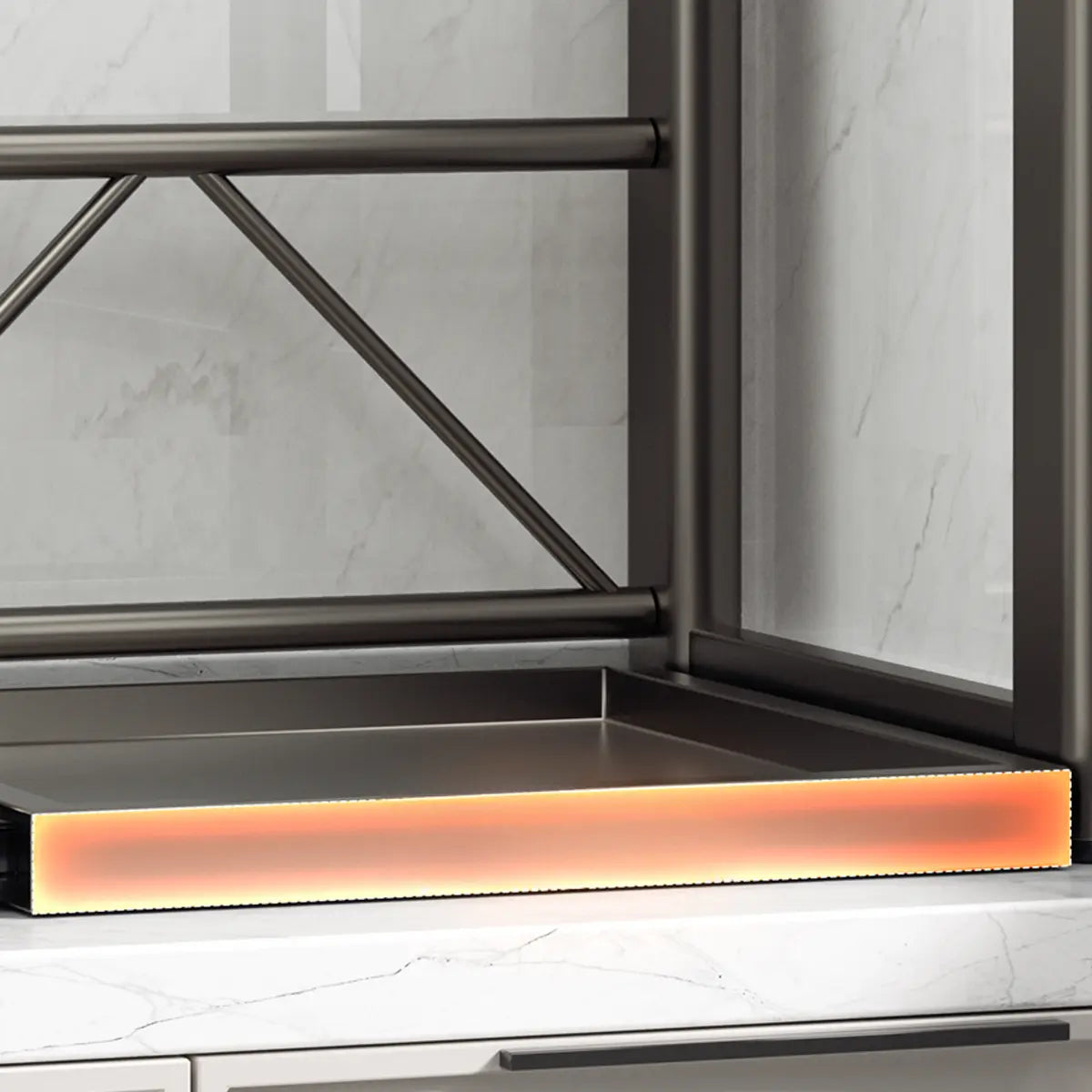 Gray Metal Standard Baker's Rack with Microwave Shelf