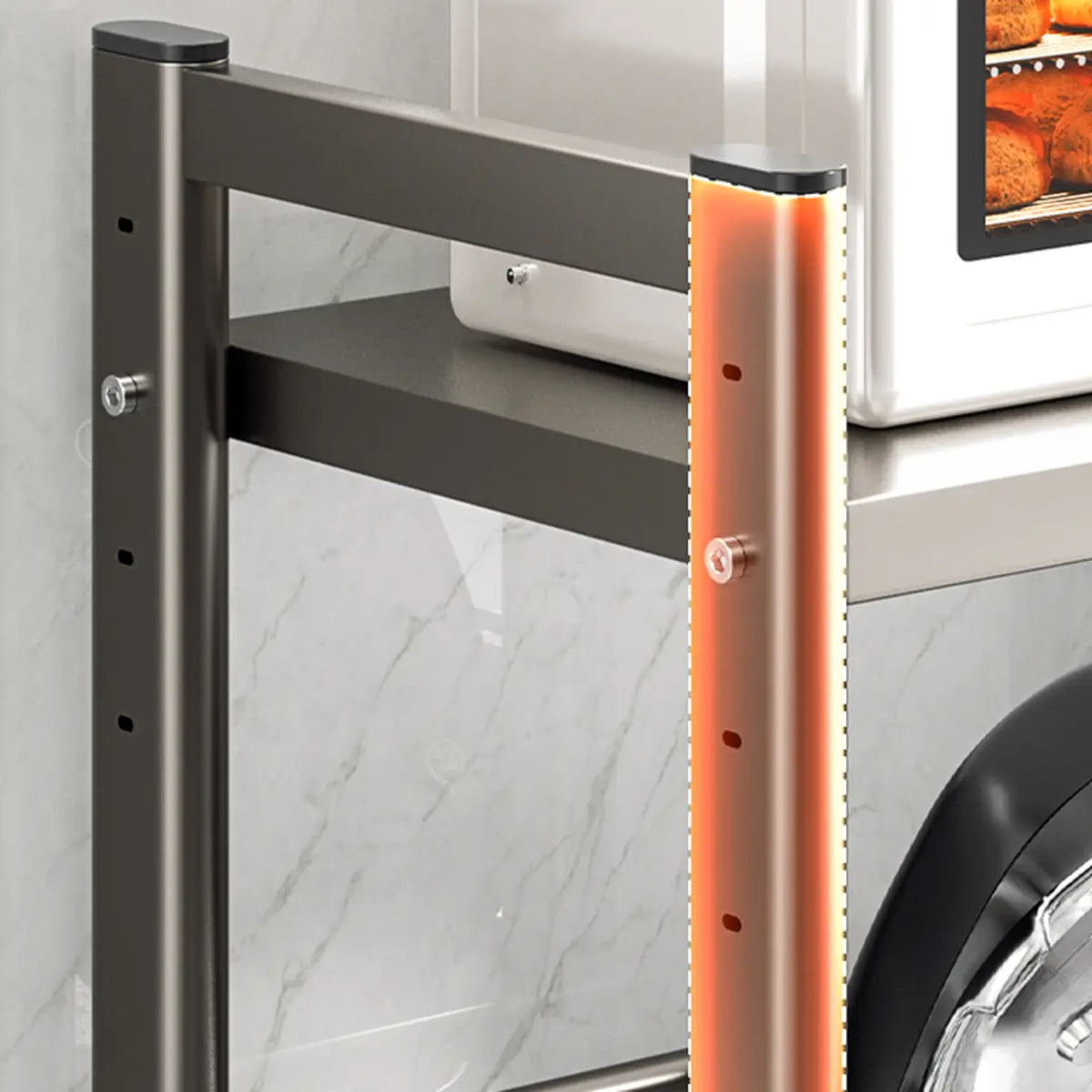 Gray Metal Standard Baker's Rack with Microwave Shelf