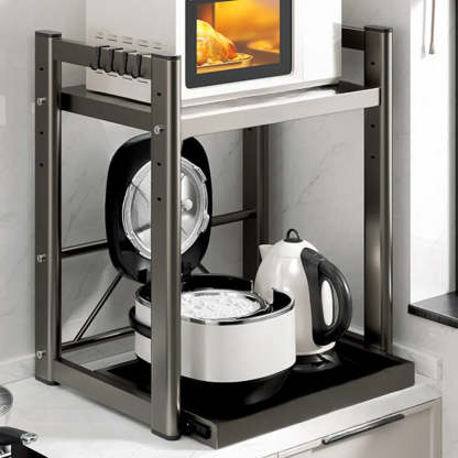 Gray Metal Standard Baker's Rack with Microwave Shelf — Grey