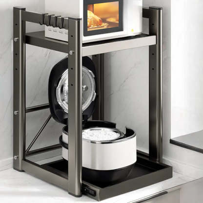 Gray Metal Standard Baker's Rack with Microwave Shelf — White