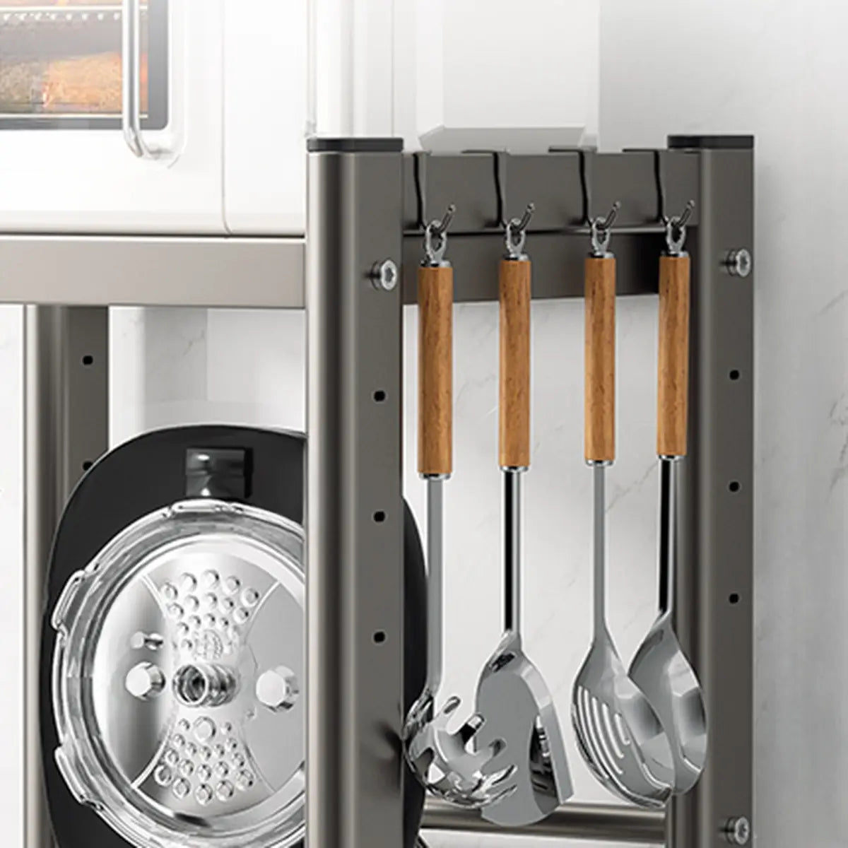 Gray Metal Standard Baker's Rack with Microwave Shelf — Grey