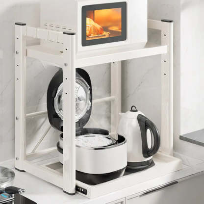 Gray Metal Standard Baker's Rack with Microwave Shelf — White