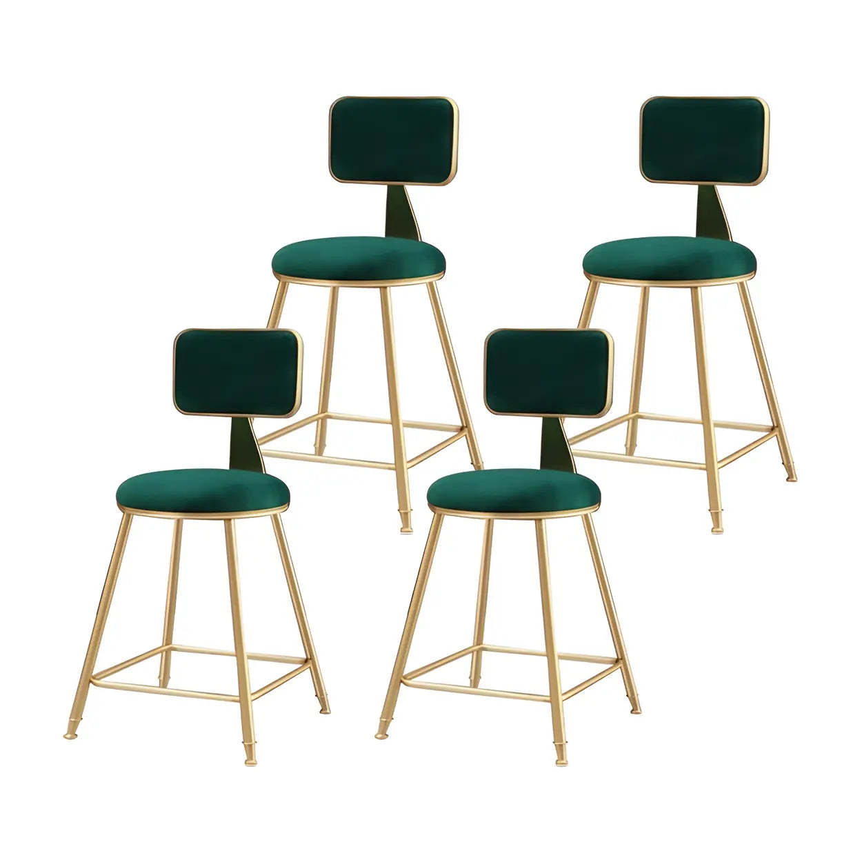Gray Gold Iron Velvet Tall Bar Stool — Blue / 1 Piece